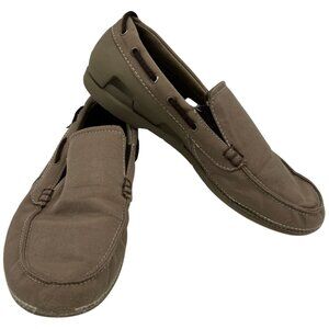 Crocs Men's Walu Slip On Casual Loafer Canvas Size 10 M Beige Comfortable Beach